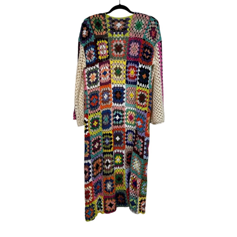 Fox Sweaters Colorful Crochet Patchwork Boho Ethnic Gypsy Cardigan New large - Picture 3 of 6